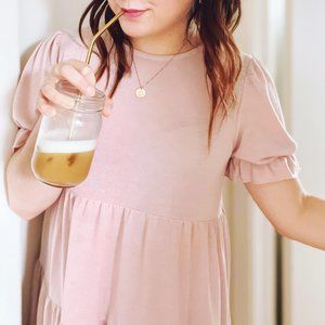 Nasty Gal Pink Puff Sleeve Dress